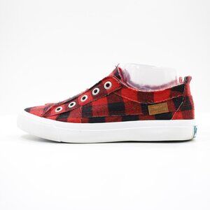 Blowfish Malibu Play Red Buffalo Plaid Canvas Slip On Sneakers - 7.5